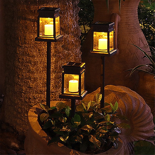  2stk 1stk solcelledrevet bakkemontert dobbeltbruk utendørs hage landskapslampe retro palasslampe vindlampe feriefest lyslampe