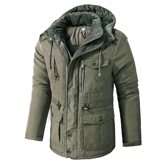 Men's Winter Hooded Jacket Military Jacket Warm Parka Windproof Sherpa ...