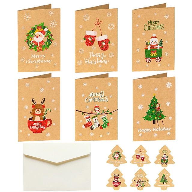 6pcs Greeting Cards Christmas Card Christmas Cards With Envelopes And 