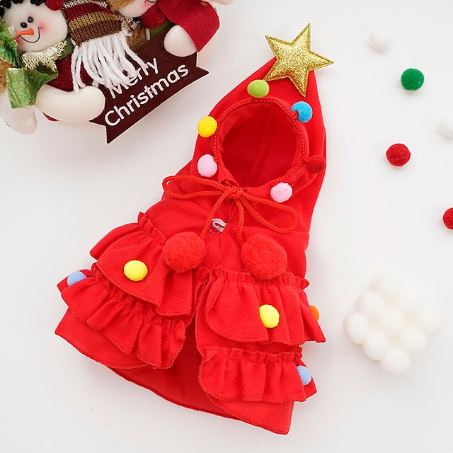  Christmas Pet Clothes christmas tree dog clothes Two Color Cloak Autumn/Winter Cloak Transformation Dress Holiday Supplies