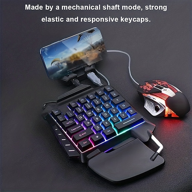 Clavier de jeu mécanique à une main, mini clavier de jeu portable rétroéclairé rvb