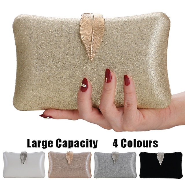  Women's Clutch Evening Bag Wristlet Clutch Bags PU Leather Party Christmas Bridal Shower Buttons Chain Large Capacity Lightweight Durable Solid Color Silver Black White