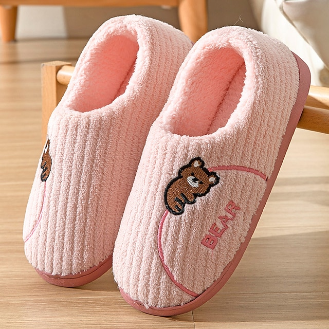  Women's Slippers Fuzzy Slippers Fluffy Slippers House Slippers Home Daily Indoor Solid Color Fleece Lined Winter Flat Heel Round Toe Plush Casual Comfort Cotton Loafer Yellow Pink Purple
