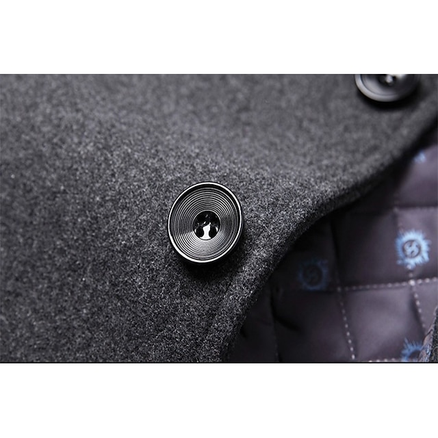 Men Scarf Collar Wool Coat Winter Business Thick and Warm Male Overcoat Navy Coffee