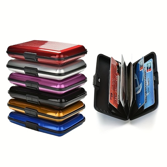  aluminium bankkortshållare blockerande hårt fodral plånbok solid kreditkort anti-rfid skanning skydda korthållare