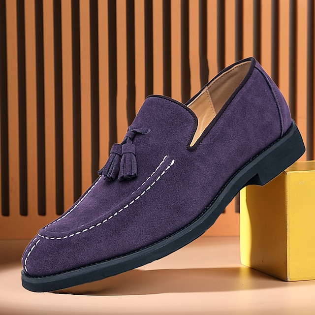  Men's Loafers & Slip-Ons Suede Shoes Tassel Loafers Leather Loafers Walking Business Casual Office & Career Party & Evening Plush Warm Loafer Blue Purple Spring Fall