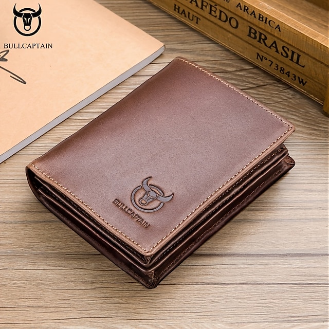  1pc Captain Cow Leather Large-capacity Men's Wallet Driver's License Leather Wallet Multi-card Place Thickened Fashion Brand Wallet