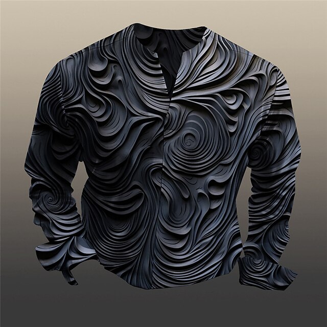 Men's Embossed Relief Pattern Shirt Button Up Shirt Long Sleeve Vintage Outdoor Casual Daily Fall & Winter Split Neck Print Yellow Gray3
