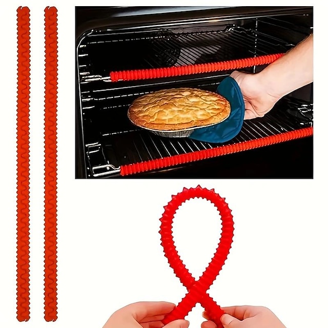  Silicone Oven Rack Protectors Cutable Heat Insulation Strip Oven Anti-Scald Rack Protect Against Burns And Scars