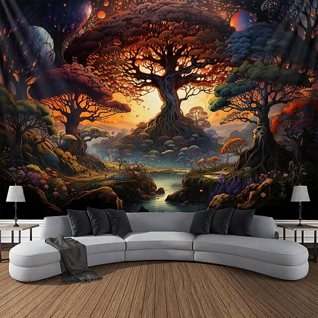 Colorful Tree of Life Hanging Tapestry Wall Art Psychedelic Large ...