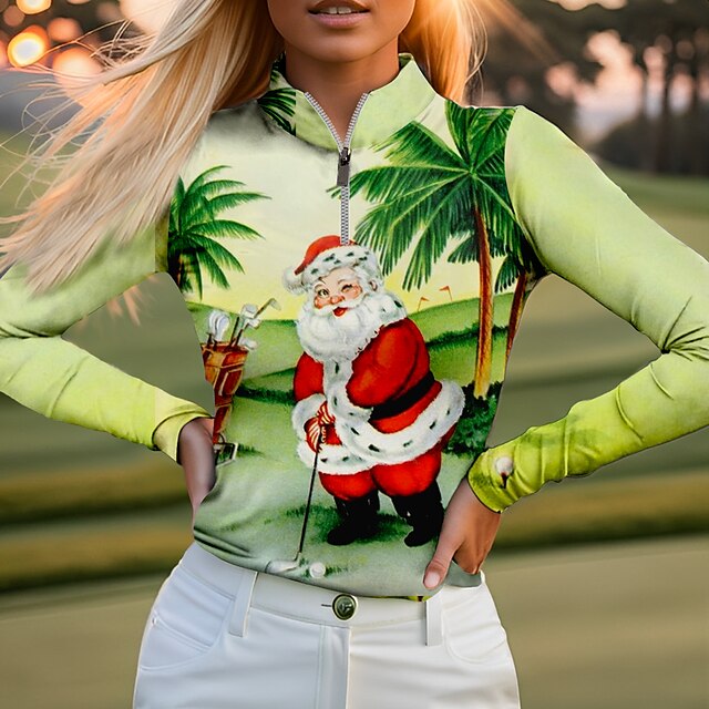  Dame POLO T-skjorte Hvit Lys Grønn Blå Langermet Solbeskyttelse Topper Høst Vinter Dame golfantrekk Klær Antrekk Bruk klær