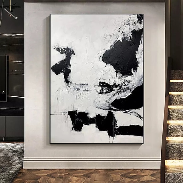  100% ręcznie malowany obraz olejny sztuka ścienna artysta ręcznie robiony duży abstrakcyjny czarno-biały obraz czarno-biały tekstura sztuka oryginalny obraz olejny na płótnie wystrój zwinięte płótno