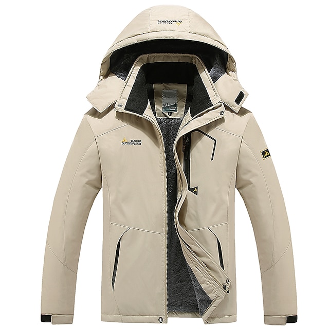 Men's Hoodie Jacket Waterproof Rain Jacket Ski Jacket Fleece Jacket ...