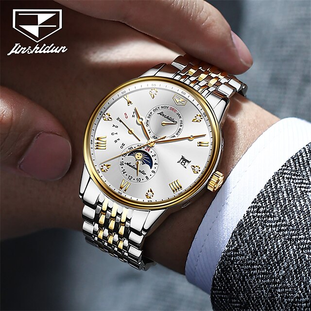  男性 機械式時計 贅沢 スポーツ 腕時計 カレンダー 日付 週 防水 ワールドタイム 鋼 腕時計