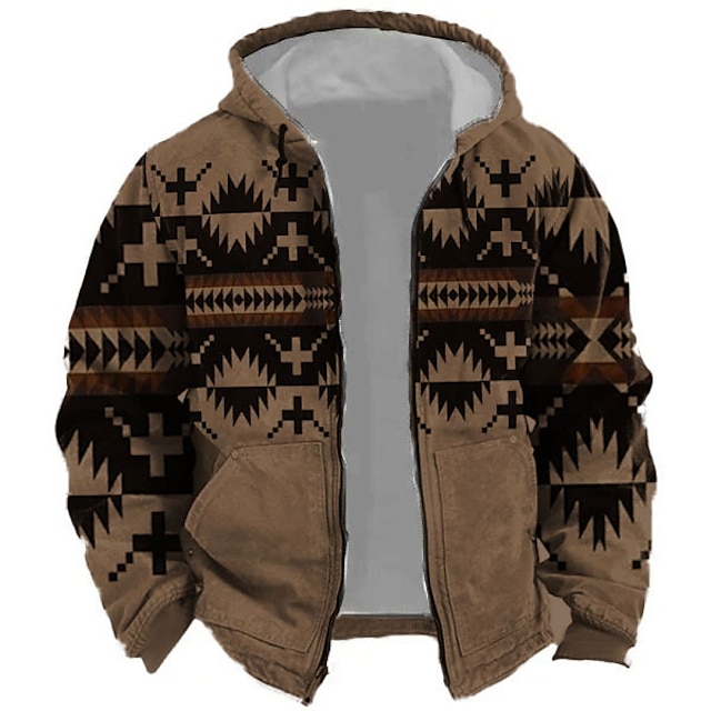  Pánské Etno Grafické tisky Kapuce Kapucky Mikina Sportovní Klasické Dlouhý rukáv Kapuce Dovolená Streetwear Bílá Vodní modrá Kapsy Tisk Jaro & podzim Návrhář