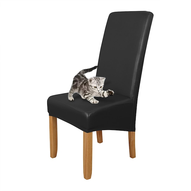  Huse pentru scaune din piele neagră, solidă, impermeabilă și rezistentă la ulei, husă de protecție pentru scaun de nuntă