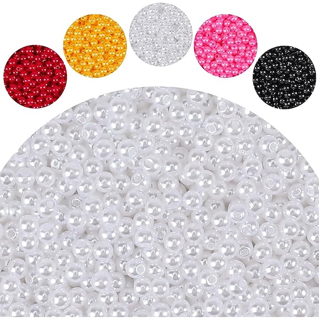  200 cuentas de perlas de 6 mm/8 mm para joyería, pulseras, kit de fabricación de pequeñas cuentas redondas espaciadoras de plástico para manualidades, cuentas de relleno de perlas sueltas para