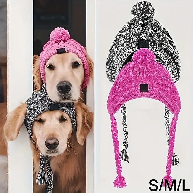  Cozy Winter Dog Hat With Fluffy Pompom - Keep Your Pet Warm andStylish!