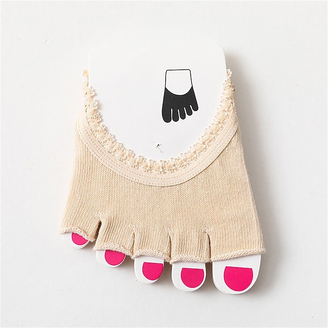  زوج واحد من الجوارب المفتوحة بخمسة أصابع، وسادات لمقدمة القدم، نصف جوارب مضادة للانزلاق بمقدمة مفتوحة من الدانتيل، نصف جوارب غير مرئية للكعب العالي، والأحذية المسطحة، والأحذية الكاجوال، والصنادل