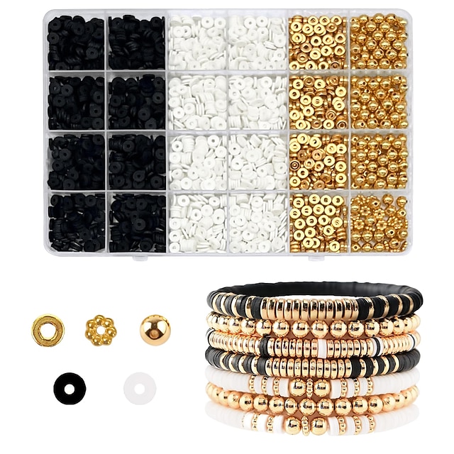  kit de bracelet d'amitié kit de fabrication de bracelet pour les filles perles d'argile pour bracelets kit de fabrication de perles kit de perles d'argile blanche perles d'or pour les bracelets kit de