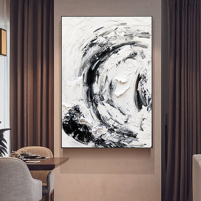 Large Handmade gold foil painting Hand Painted Black And White Oil
