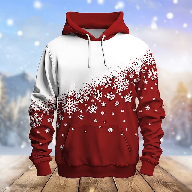 Graphic Snowflake Men's Fashion 3D Print Hoodie Christmas Sports ...
