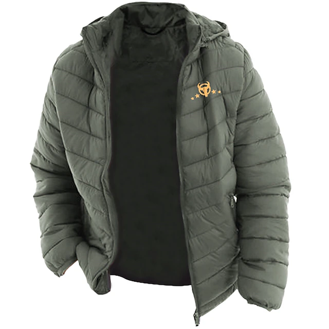 Men's Graphic Denim Coat Parka Casual Daily Holiday Going out Print Fall & Winter Hooded Long Sleeve Black Army Green Dark Blue 8