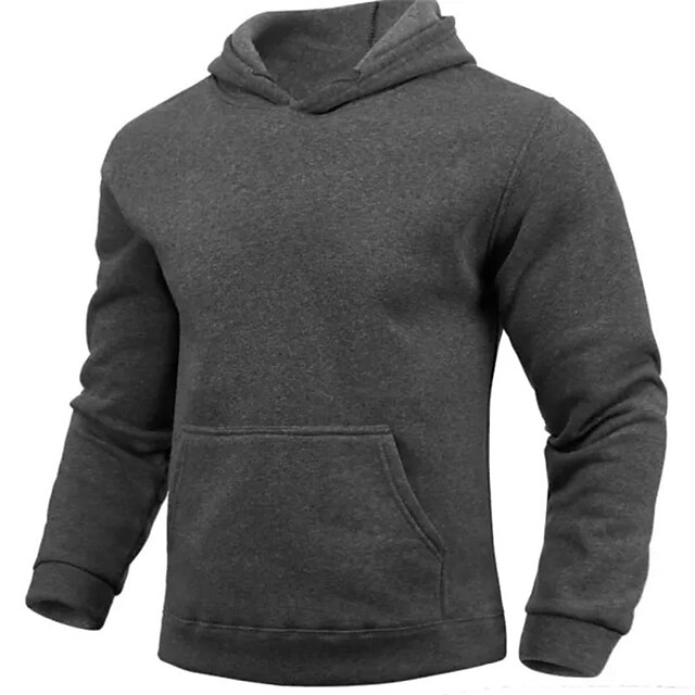 Men's Hoodie Black White Navy Blue Dark Green Light Grey Hooded Plain