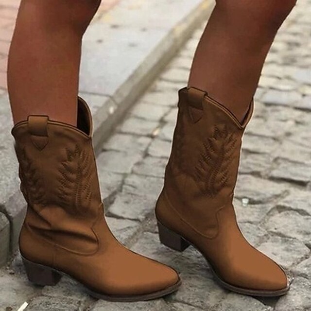 Women's Boots Cowboy Boots Plus Size Cowgirl Boots Outdoor Daily Floral