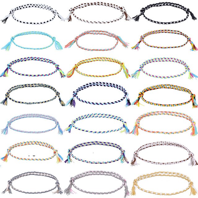  21 Pcs New Simple and Safe Buckle Four Strand Colorful Hand Rope Amusement Thread Bracelet Handwoven Red Rope Bracelet