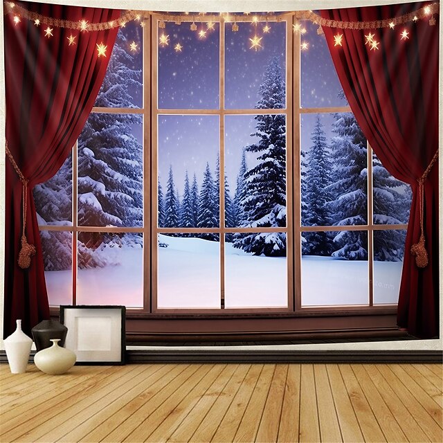 Window View Hanging Tapestry Wall Art Large Tapestry Mural Decor ...