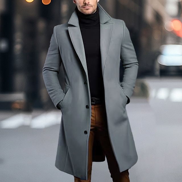 Men's Winter Coat Overcoat Long Trench Coat Outdoor Daily Wear Fall ...