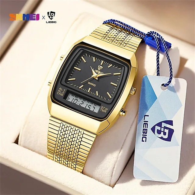  liebig casual ceas bărbați digital dual time week aur sport 3bar ceasuri de mână cu quartz impermeabile ceas relogio masculino l1030