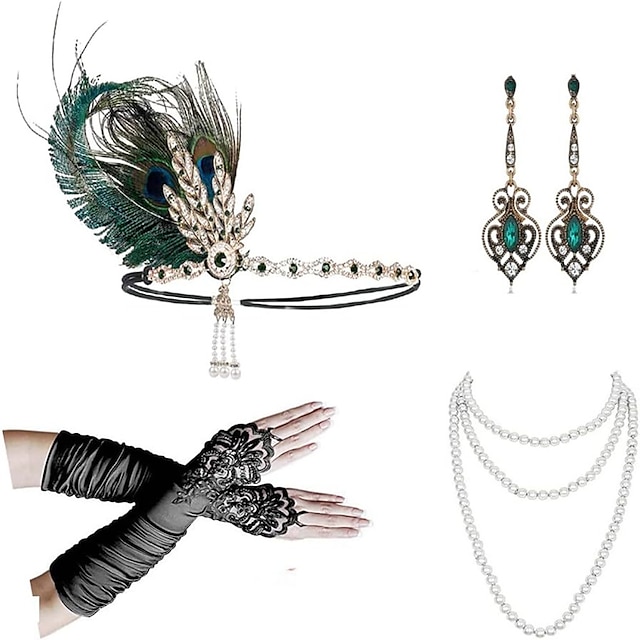  1920 Το Great Gatsby Σύνολα Το Great Gatsby Απόκριες Απόκριες Bachelorette Πάρτι Ενήλικες Γάντια Σκουλαρίκια Κολιέ Όλες οι εποχές