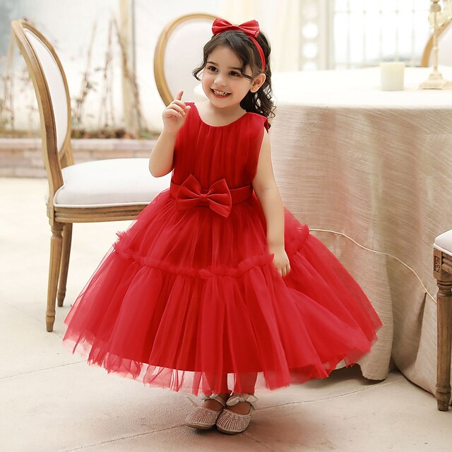 Toddler Girls' Party Dress Solid Color Sleeveless Formal Performance