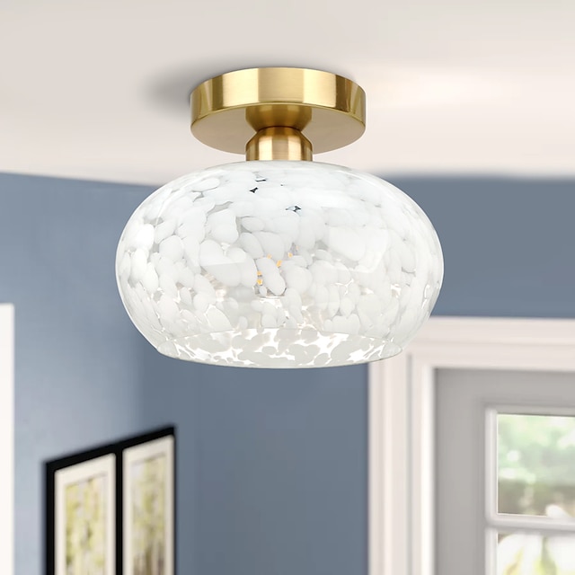 taklampe i glass semi innfelt taklampe for soverom stue gang kjøkken, moderne trommelampe nær tak 110-240v