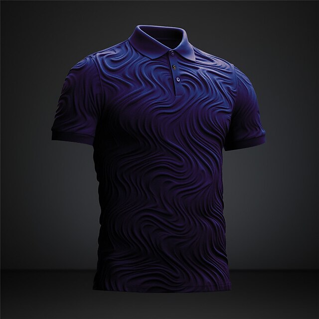  3D Print Viiva Miesten Vintage 3D Painettu ulko- Arki-asut Katuvaatteet Polyesteri Lyhythihainen Sänkyjen avaus Poolopaidat Sininen Apila Syksy S M L Lapel Polo