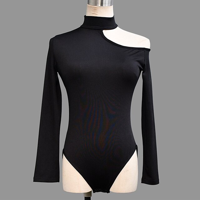 Dance Salsa Latin Dance Ballroom Dance Leotard / Onesie Hollow-out Pure Color Women's Performance Training Long Sleeve High Spandex4