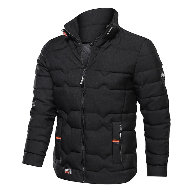 Men's Winter Coat Winter Jacket Puffer Jacket Zipper Pocket Polyster Pocket Office & Career Date Casual Daily Regular Fashion Casual Windproof Warm Winter Plain Black Navy Blue Gray Puffer Jacket 9