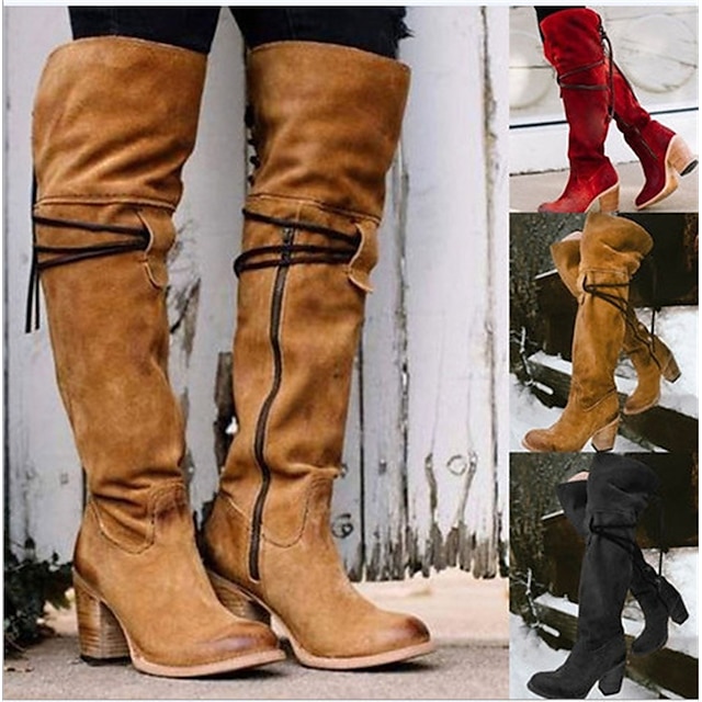 Women's Boots Motorcycle Boots Plus Size Lace Up Boots Outdoor Daily ...