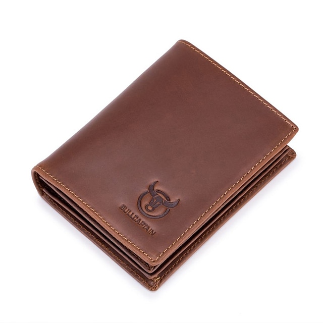  Cartera de cuero de vaca Captain para hombre, billetera de gran capacidad para licencia de conducir, billetera de marca de moda gruesa con varias tarjetas, 1 ud.