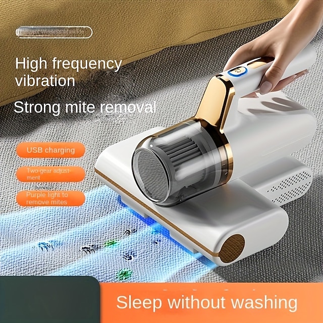  Portable Wireless Mite Removal Vacuum Cleaner - Handheld Bedspread Cleaner with Double Beat Technolog
