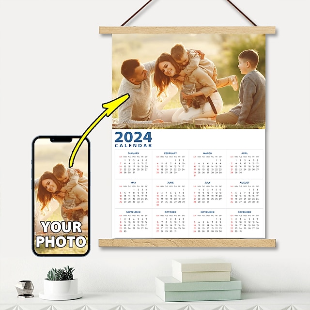  Пользовательский календарь на 2024 год, настенное искусство, холст, индивидуальный календарь на 2024 год, персонализированный календарь