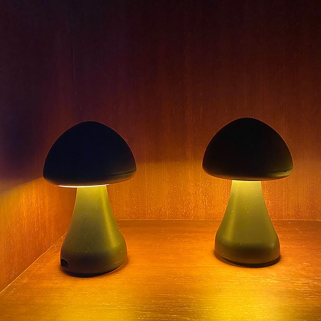  Led desktop criativo cogumelo candeeiro de mesa três cores recarregável candeeiro de mesa quarto lâmpada de cabeceira noite pode ser escurecido iluminação led criativo decoração para casa candeeiro de