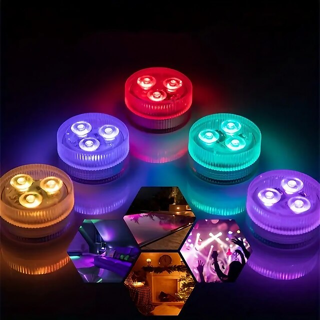  Wireless LED Car Interior Ambient Light Remote Control RGB Mini Submersible Lamps LED Diving Lights For New Year Christmas