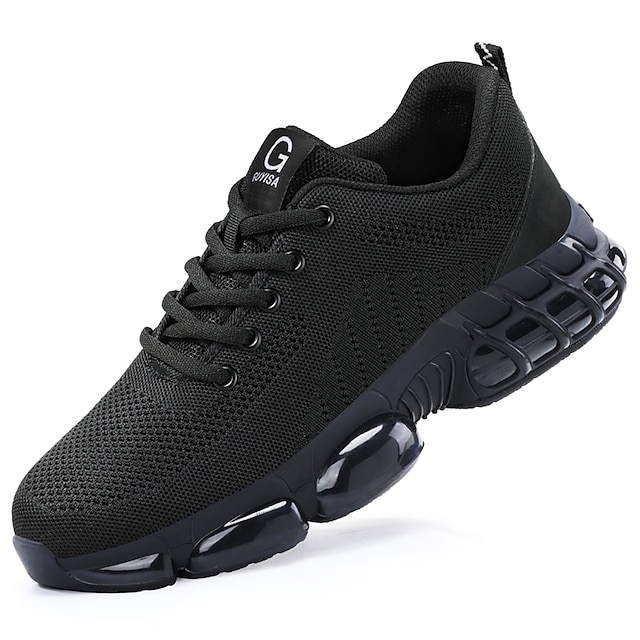 Men's Sneakers Steel Toe Shoes Safety Shoes Outdoor Office & Career Tissage Volant Breathable Comfortable Lace-up Black Spring Fall