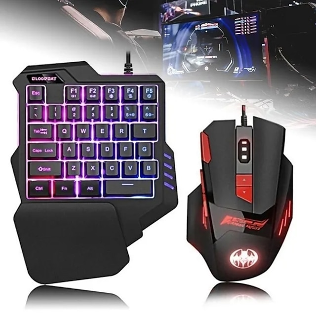  Мини-красочная игровая клавиатура с RGB-подсветкой для одной руки, удобная игровая клавиатура и мышь для левой руки для lol cs pc ps4 xbox gamer