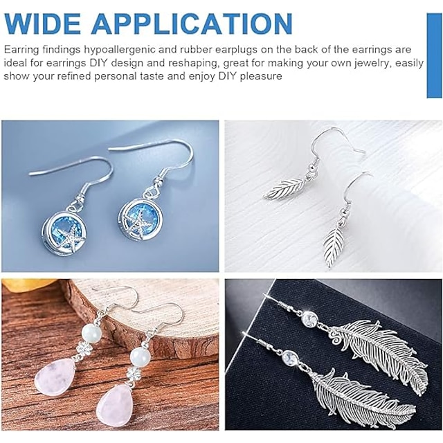 Sterling Silver Earring Hooks 100 PCS/50 Pairs Ear Wires Fish Hooks