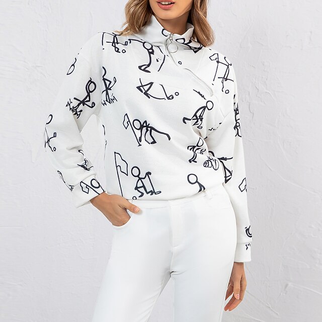 Femme Sweat à capuche de golf Pull de golf Sweat Golf Blanche manche