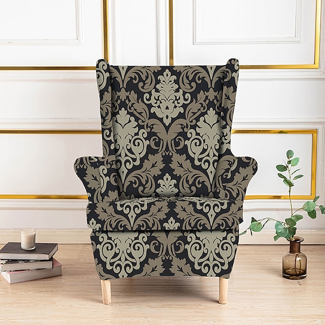  Funda de sillón de spandex para silla strandmon, funda elástica antiarañazos para sillón con respaldo de orejas, funda de sillón con respaldo de orejas de jacquard, extraíble y lavable a máquina